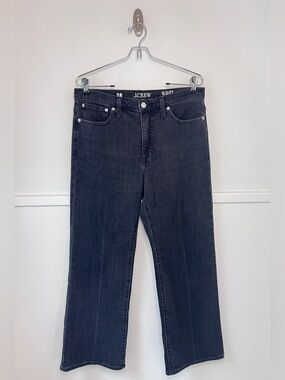 J. Crew High-Rise Cropped Kickout Jean in 1996 Semi-Stretch in Black
